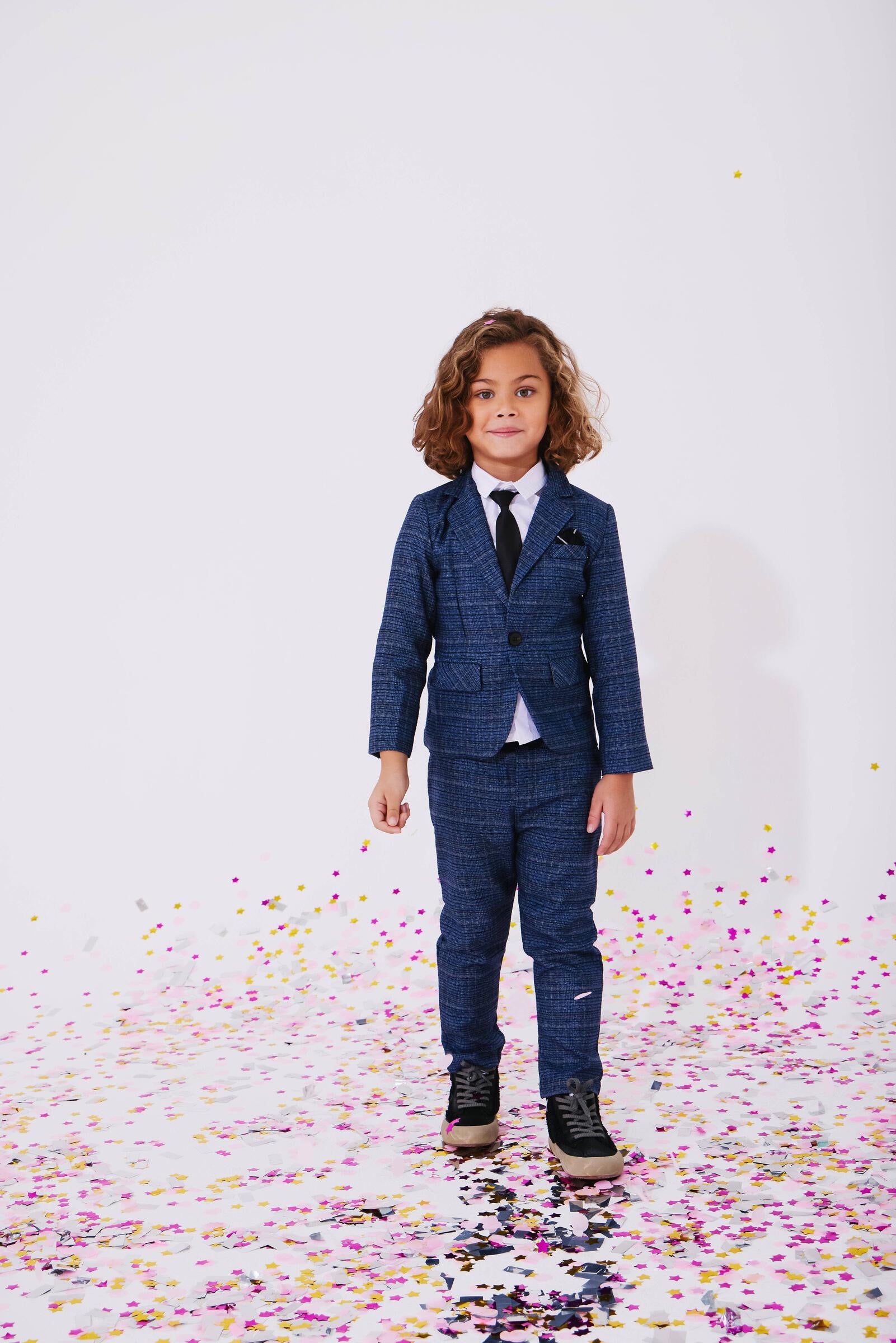 Navy Plaid Three Piece Suit
